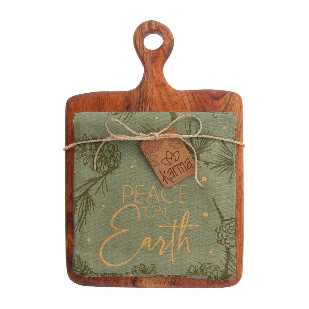  Holiday Tea Towel W/Cutting Board : Peace On Earth