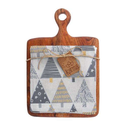 Holiday Tea Towel w/Cutting Board: Christmas Tree