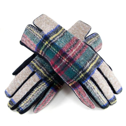 Symmetrical Plaidberry Gloves: Camel