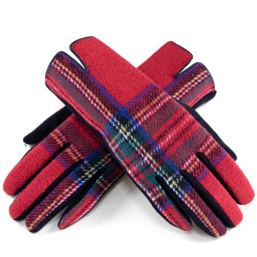 Symmetrical Plaidberry Gloves: Red