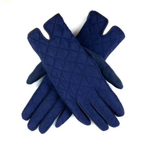 Quilted Solid Gloves: Navy