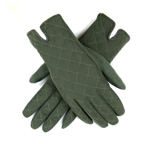 Quilted Solid Gloves: Olive