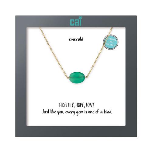 Oval Necklace: Gold/Emerald