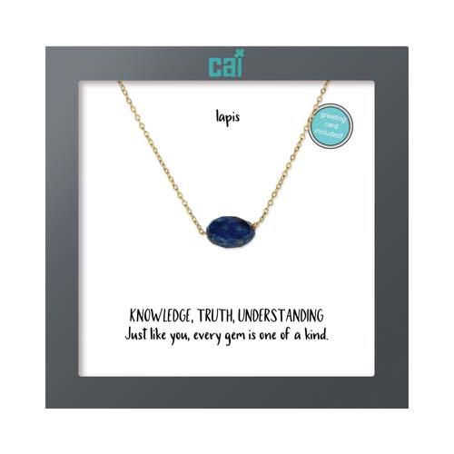 Oval Necklace: Gold/Lapis