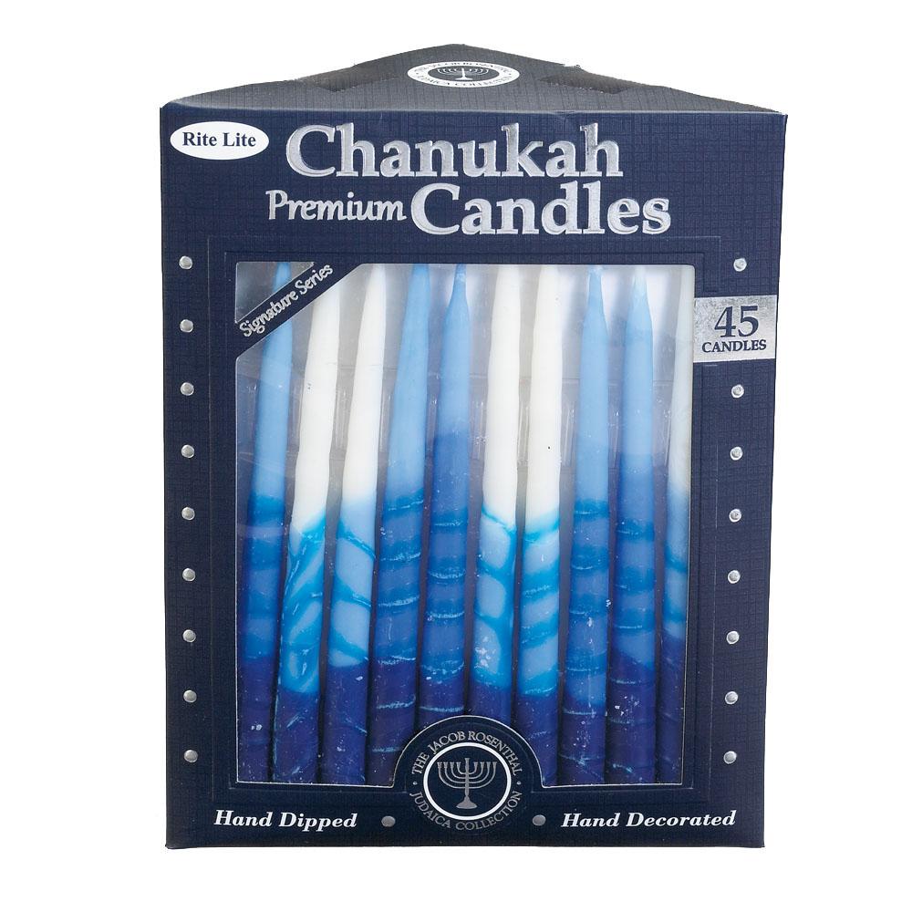  Premium Chanukah Candles : White & Blue