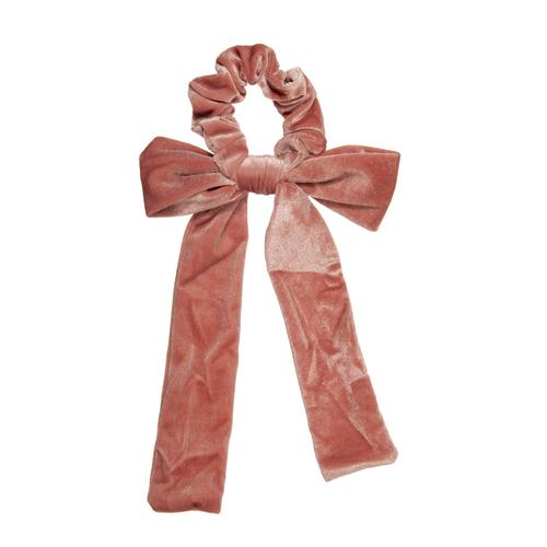 Velvet Bow Tie Scrunchie: Pink