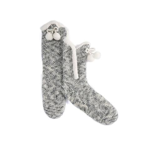 Pia Slipper Socks: Grey