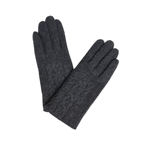Half Cable Wool Gloves: Charcoal