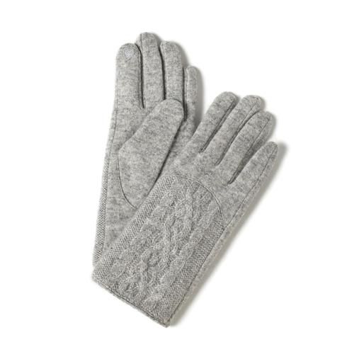 Half Cable Wool Gloves: Gray