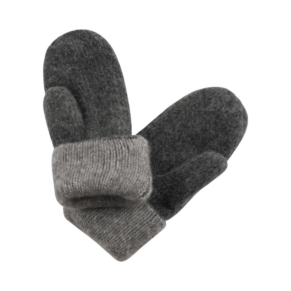  Soft Wool Reversible Mittens : Charcoal