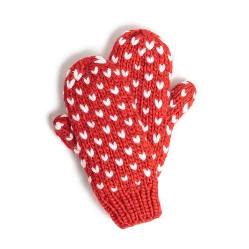 Little Hearts Fair Isle Mittens: Red