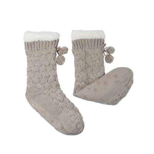 Textured Basket Weave Lounge Socks: Silver Cloud