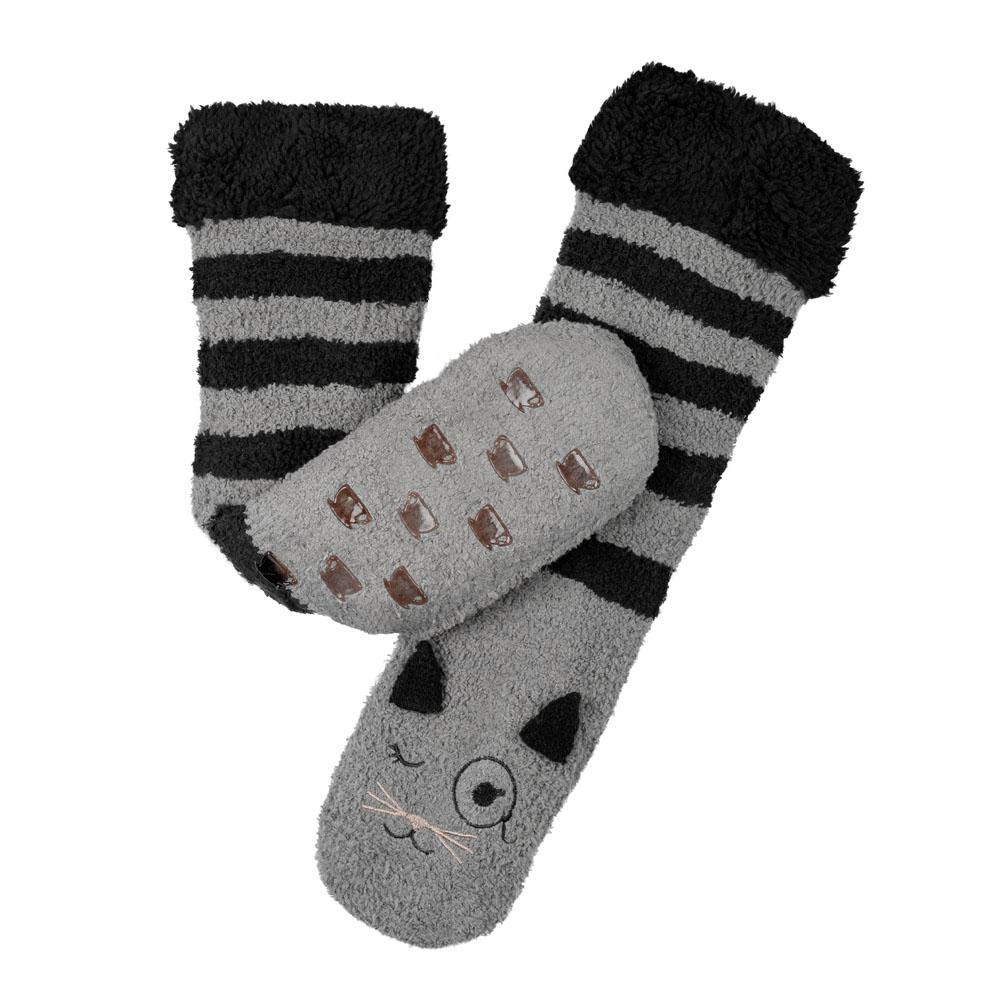  Marshmallow Critter Socks : Cat (Smoked Pearl & Black)