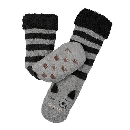 Marshmallow Critter Socks: Cat (Smoked Pearl & Black)