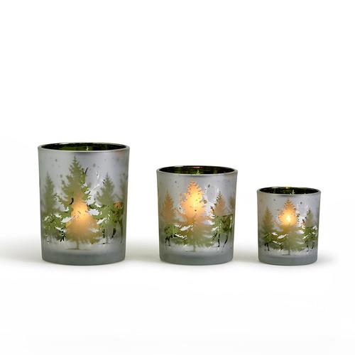 Winter Forest Frosted Candle Holder