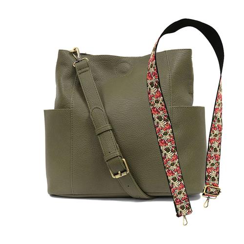 Kayleigh Bucket Bag: Olive/Floral Coral