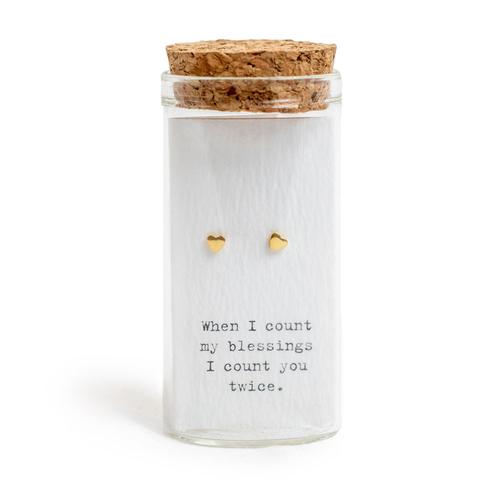 Message in a Bottle Littles Earrings: Gold Hearts