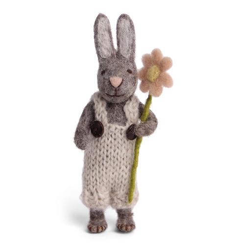 Grey Bunny w/Pants & Flower