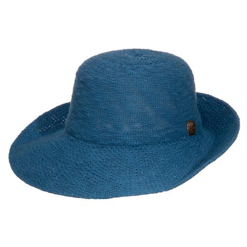 Cotton Blend Turn Brim Hat: Denim