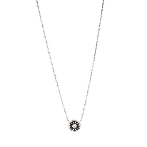 Nautical Button Necklace: Black Rhodium/Silver
