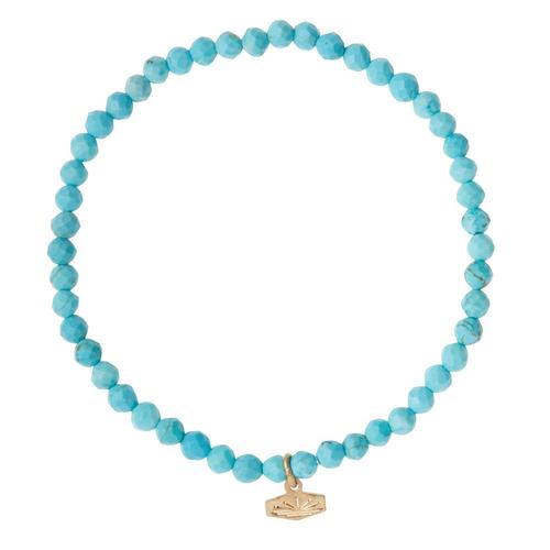 Mini Faceted Stone Stacking Bracelet: Turquoise/Gold