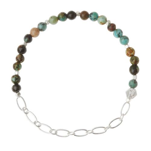 Mini Faceted Stone Stacking Bracelet: African Turquoise/Silver