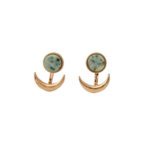 Stone Moon Phase Ear Jacket: African Turquoise/Gold