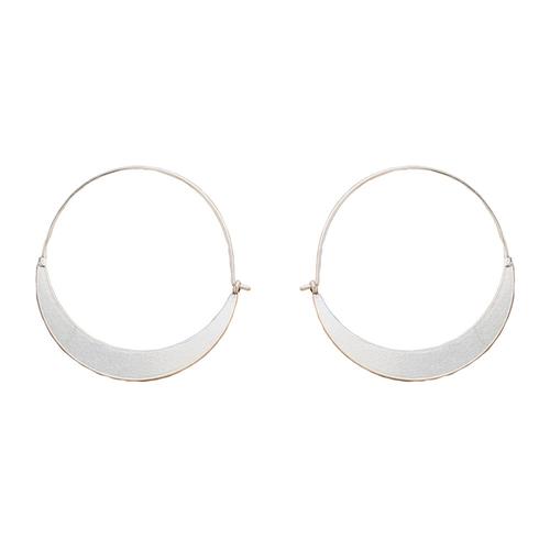 Refined Earrings: Crescent Hoop/Silver