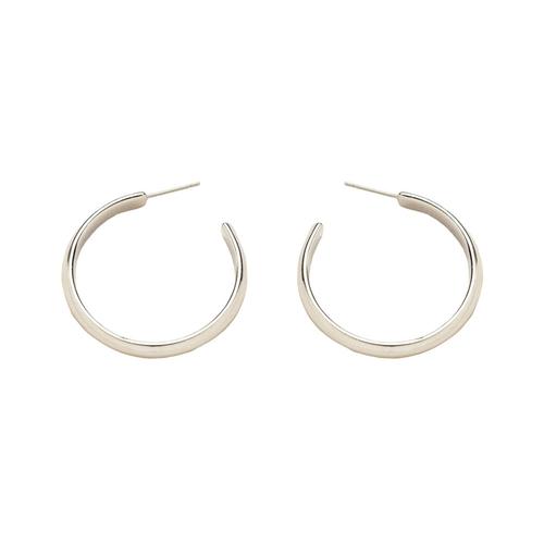 Cara Medium Hoop Post Earrings: Silver
