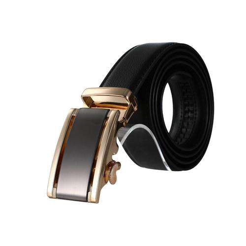 AutoMADtic Vegan Leather Belt: Black/Black+Gold