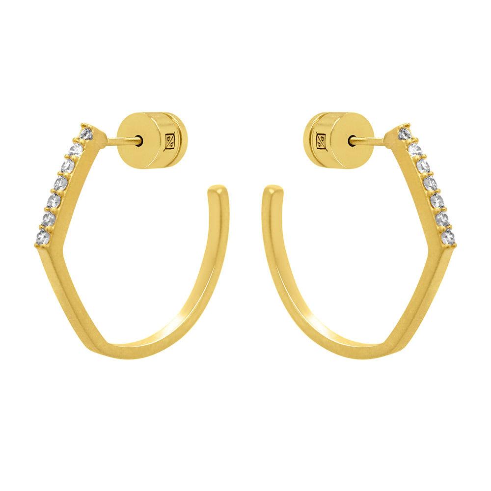  Small Spire Hoops : Gold/Cubic Zirconia