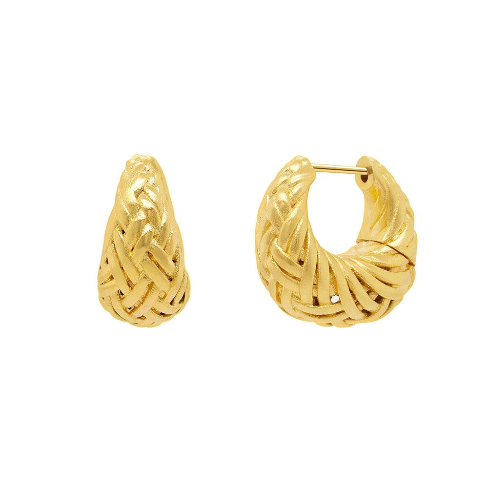  Braided Huggie Hoop Earrings : Gold