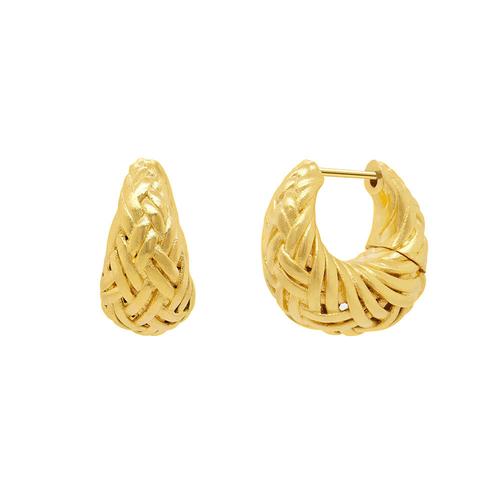 Braided Huggie Hoop Earrings: Gold