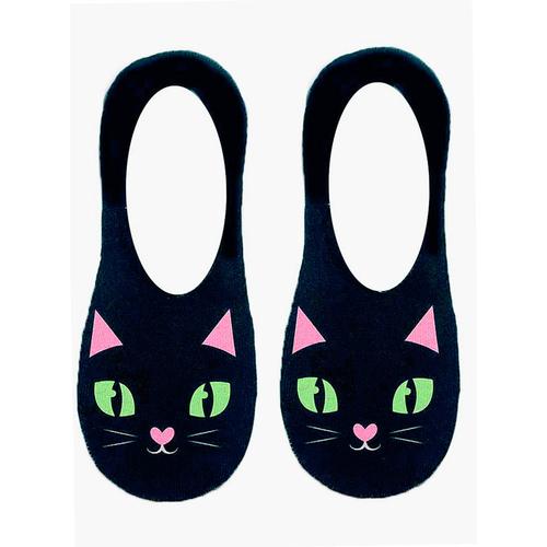 No-Show Liner Socks: Black Kitty