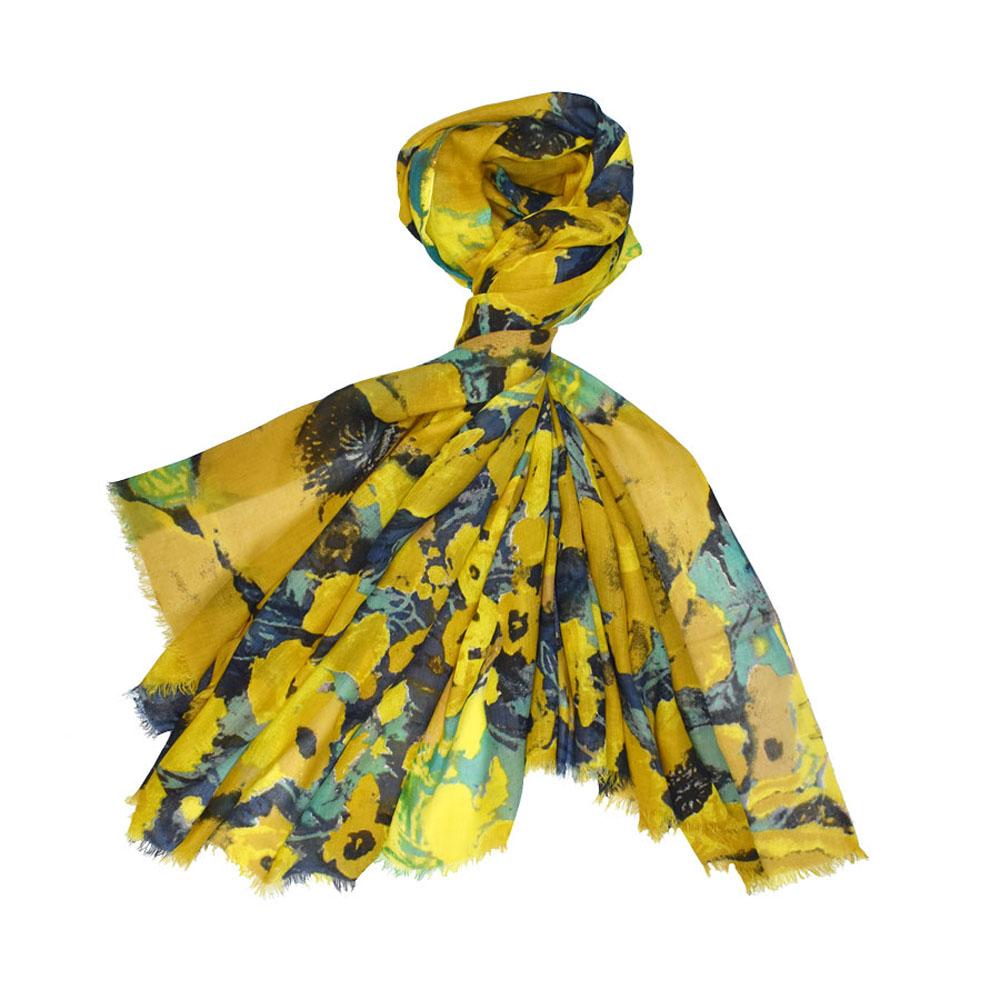 Morning Sun Floral Scarf : Yellow/Navy