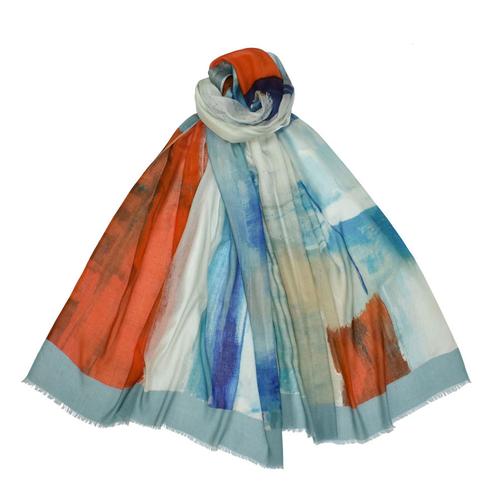 Sylvie Abstract Scarf: White/Blue