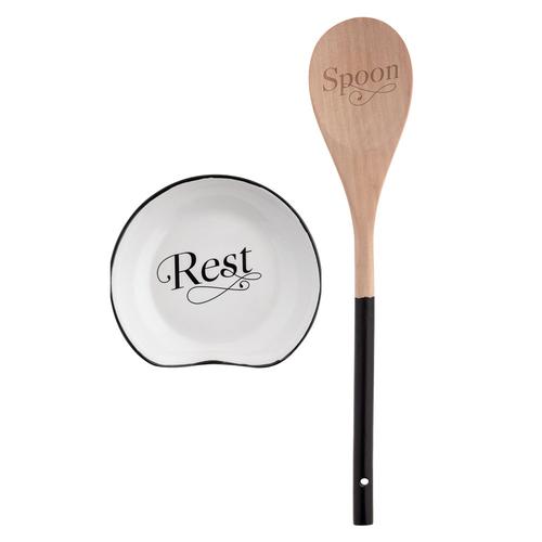 Spoon Rest w/Wooden Spoon: Spoon, Rest