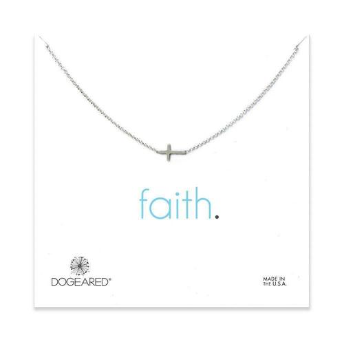 Faith Small Sideways Cross Necklace: Silver