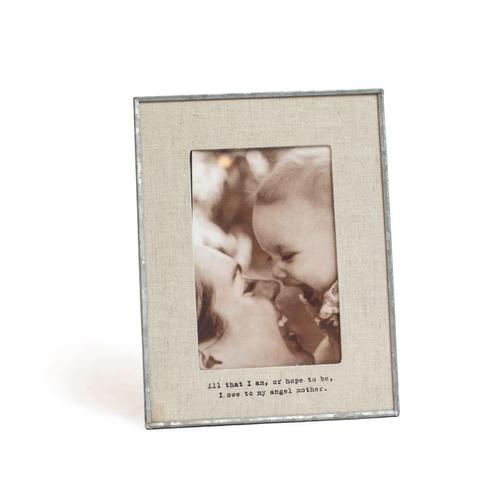 Glass/Linen Photo Frame: All That I Am, Angel Mother