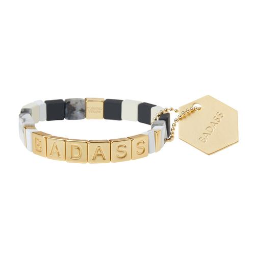 Empower Bracelet: BADASS (Gold/Blk Labradorite/Howlite)