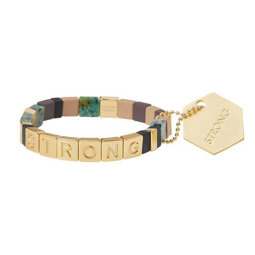 Empower Bracelet: STRONG (Gold/African Turquoise/Jasper)