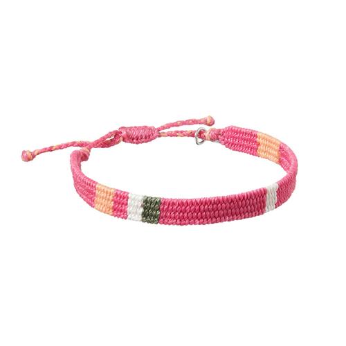 4ocean Braided Bracelet: Guatemala Nautical Stripe Pink