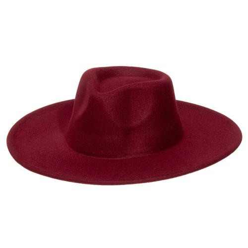 Wide Brim Felt Hat: Berry