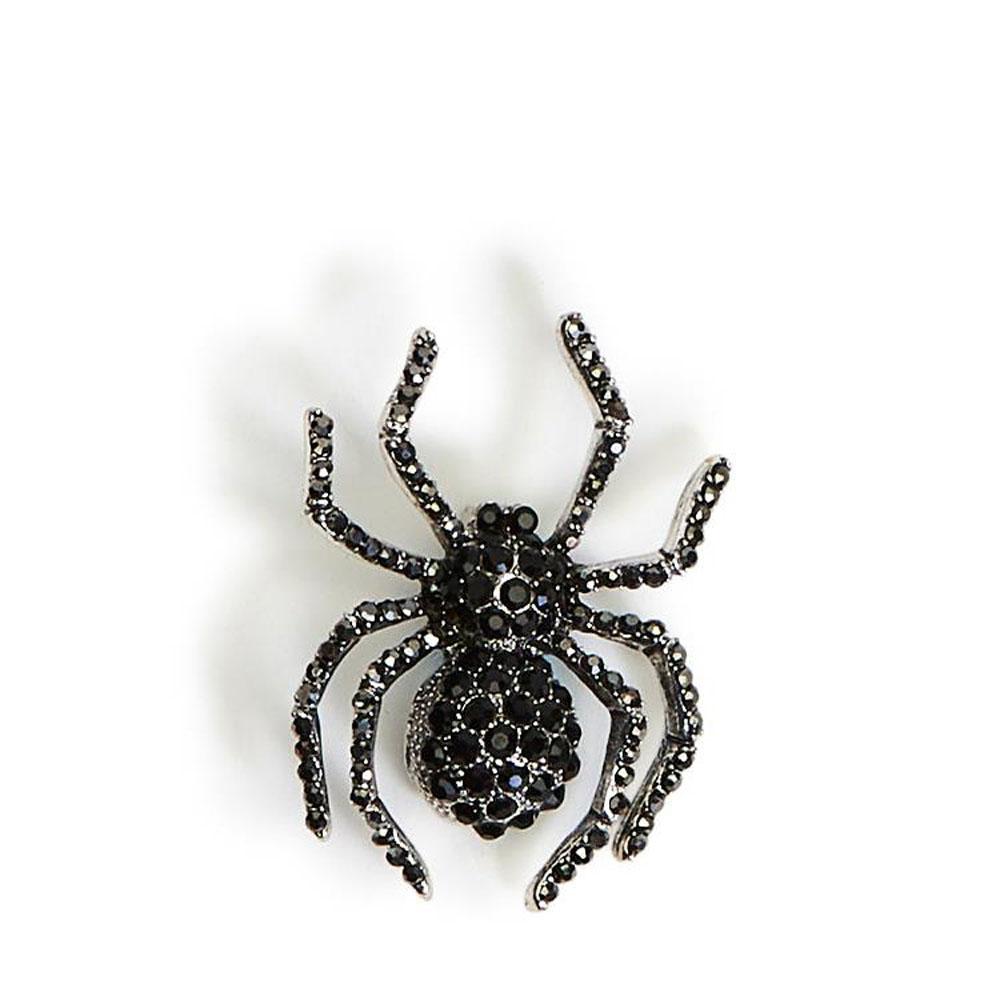  Jeweled Spider Pin : Black