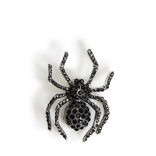 Jeweled Spider Pin: Black
