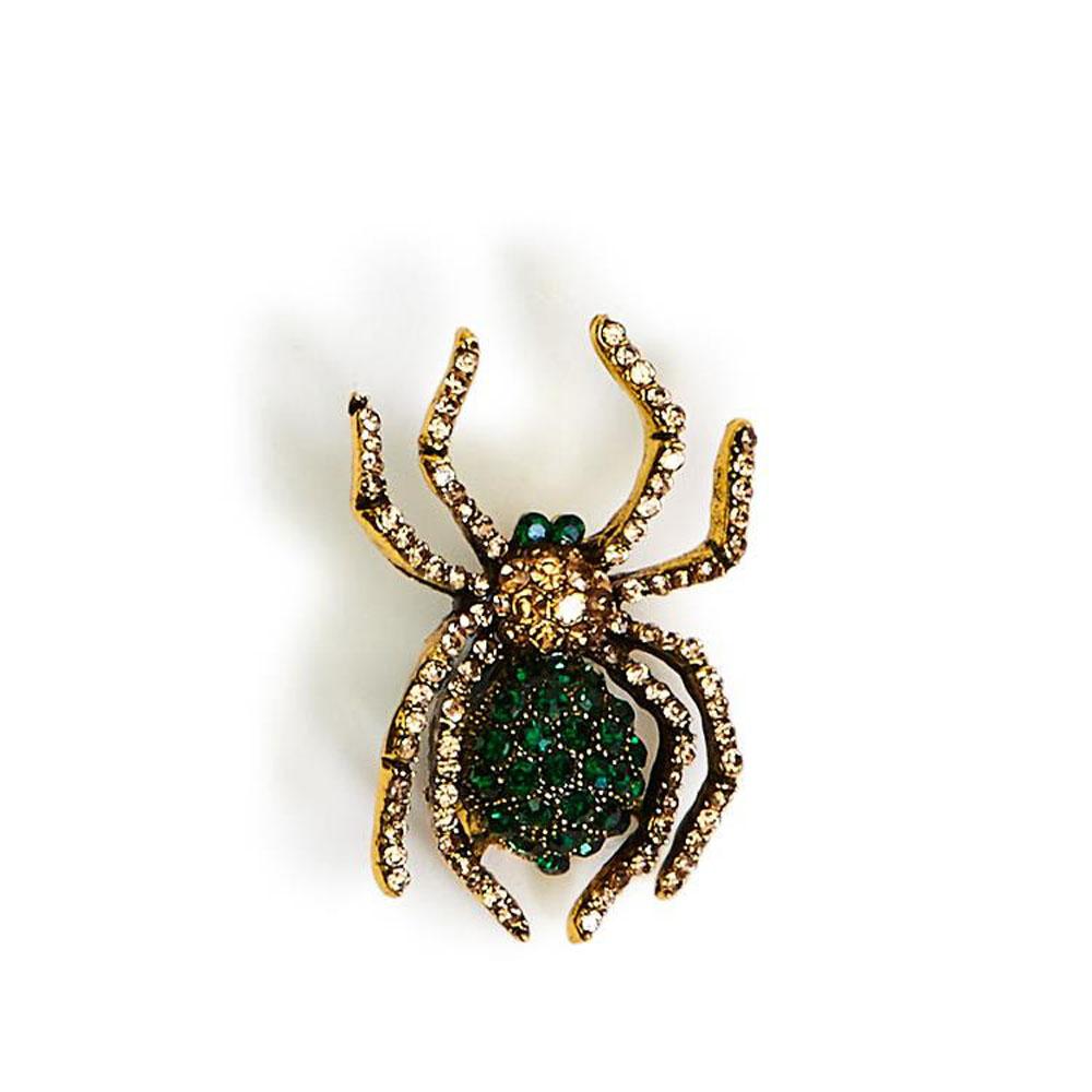  Jeweled Spider Pin : Green
