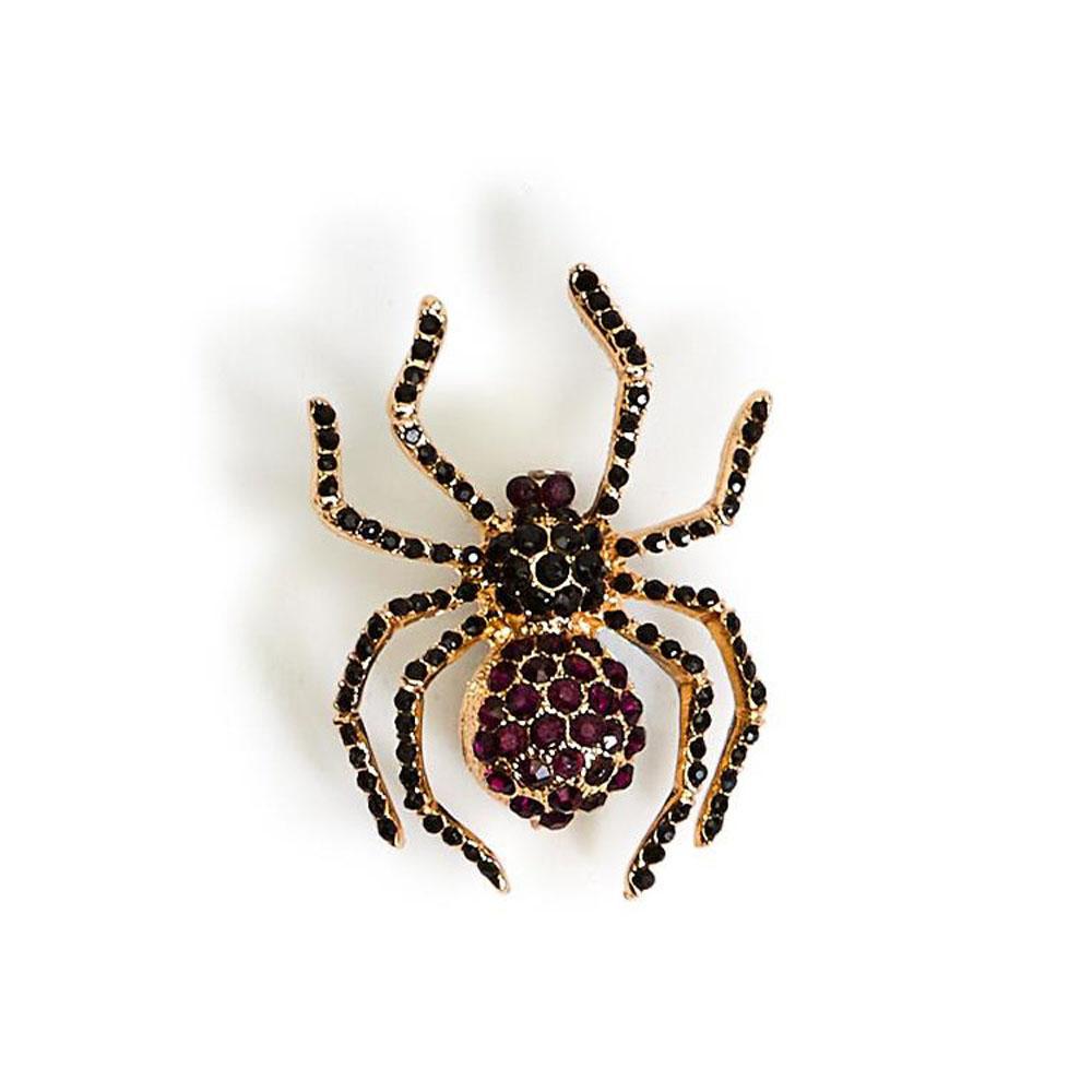  Jeweled Spider Pin : Red