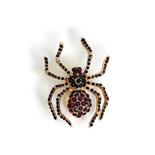 Jeweled Spider Pin: Red