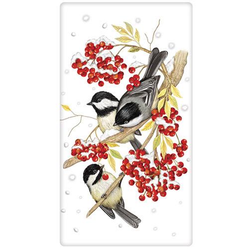 Flour Sack Towel: Winterberry Birds