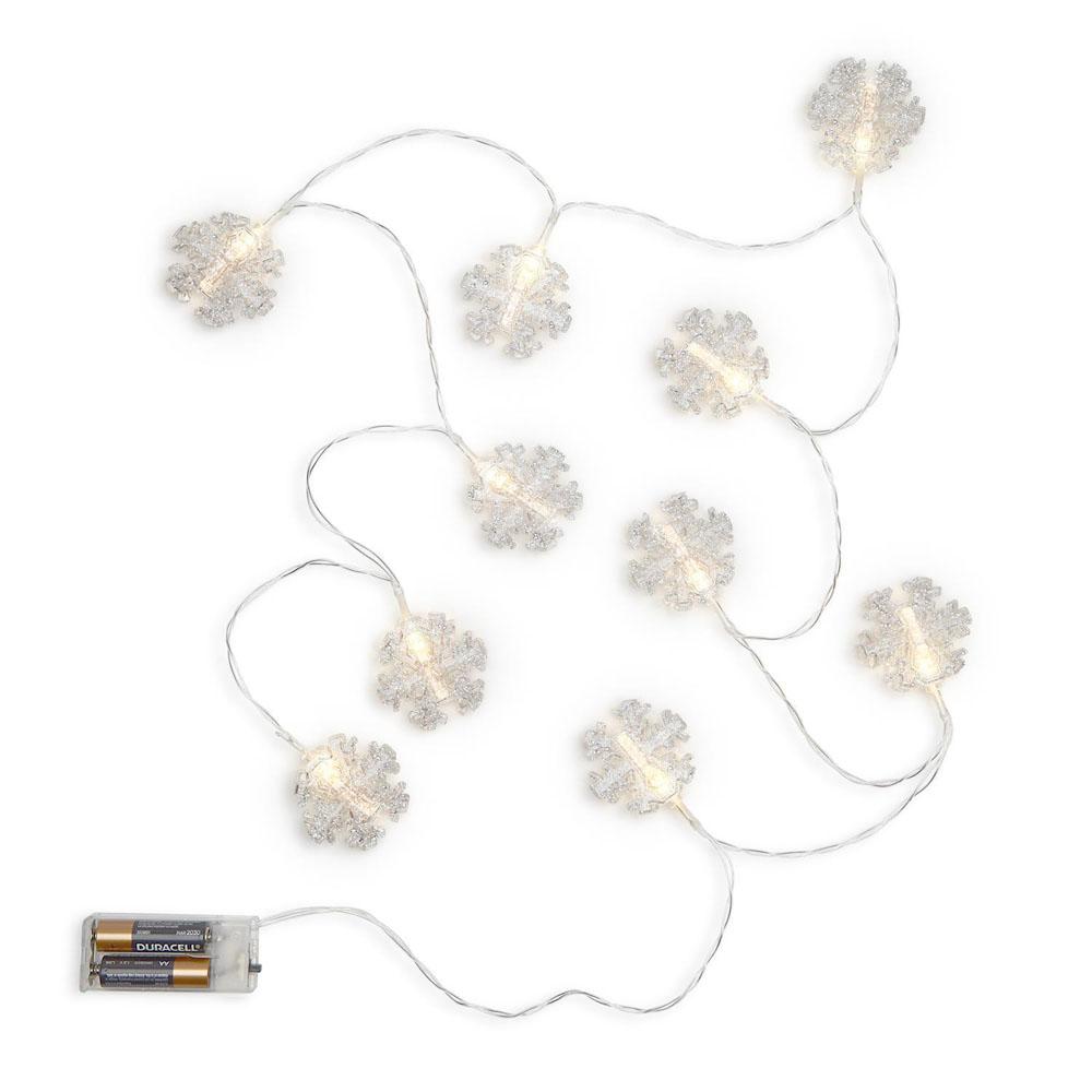  Glittery Snowflake Clip Led Light Up Garland